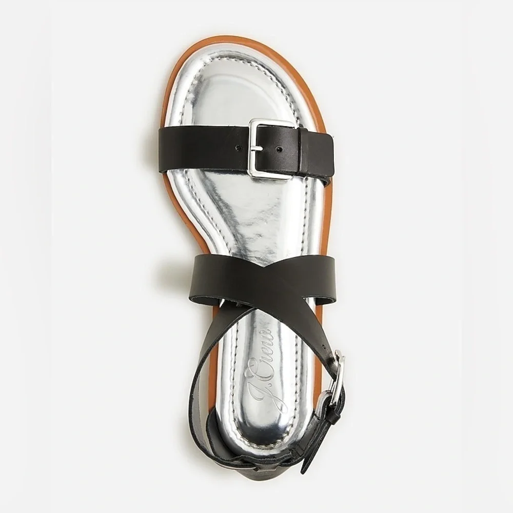 J Crew Sorrento made-in-Italy cross-strap sandals in leather Item BP665